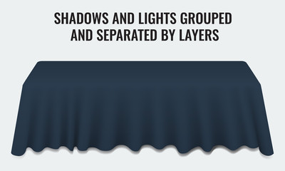 Empty dinner banquet table with red cloth 3d realistic desk