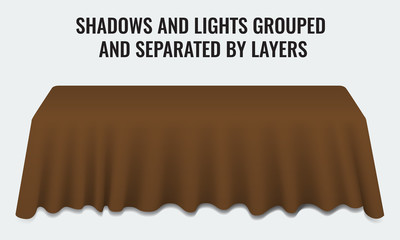 Empty dinner banquet table with red cloth 3d realistic desk