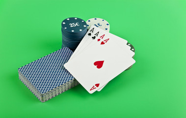 playing cards with chips