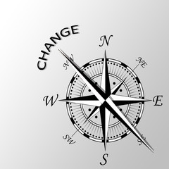 Illustration of change written aside compass