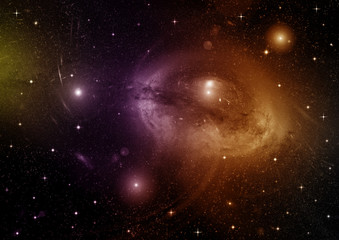 Stars, dust and gas nebula in a far galaxy