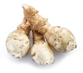 Jerusalem artichoke on a white background.