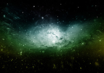 Stars, dust and gas nebula in a far galaxy