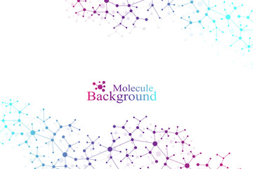 Modern Structure Molecule DNA. Atom. Molecule and communication background for medicine, science, technology, chemistry. Medical scientific backdrop.