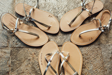 beautiful and gentle woman's sandals with silver color