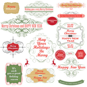 Christmas frame, labels and banners