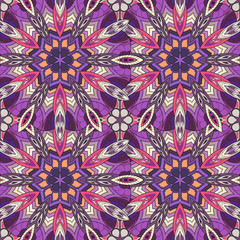 Ornate floral seamless texture, endless pattern with vintage mandala elements.
