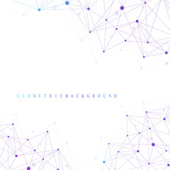 Geometric graphic background molecule and communication. Big data complex with compounds. Perspective backdrop. Minimal array Big data. Digital data visualization. Scientific vector illustration.