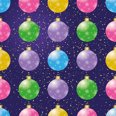Fototapeta na wymiar Seamless Christmas background with festive balloons. Print. Repeating background. Cloth design, wallpaper. 