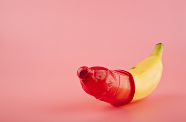 red condom and a banana
