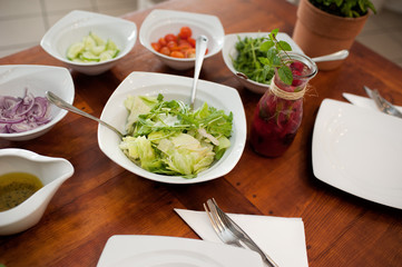 Set of salad ingredients on the table
