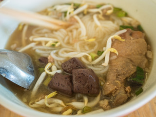 Boiled Chinese pasta square, Asian food style top view.