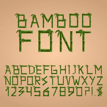 Bamboo font in asian style. Alphabet. Vector illustration. Stock Vector |  Adobe Stock