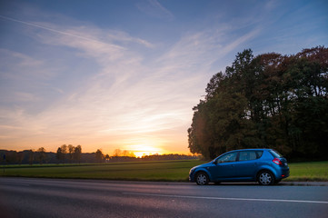 Kia Ceed im Sonnenuntergang in Datteln