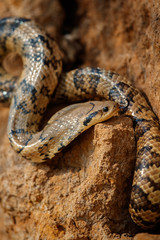 Fototapeta premium Wild snake close up in the nature habitat, wild brasil, brasilian wildlife, pantanal, green jungle, south american nature and wild, dangereous, false cobra