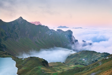 Fototapeta na wymiar fog in mountains at sunrise