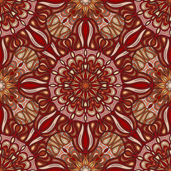 Ornate floral seamless texture, endless pattern with vintage mandala elements.
