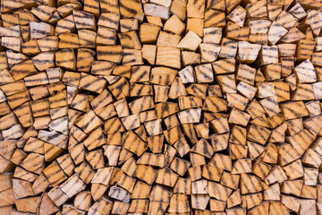 firewood. Pile of wood. Stacked wood