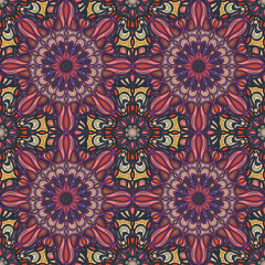 Ornate floral seamless texture, endless pattern with vintage mandala elements.