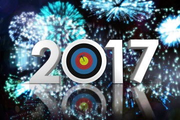 Composite image of composite image of number with sports target