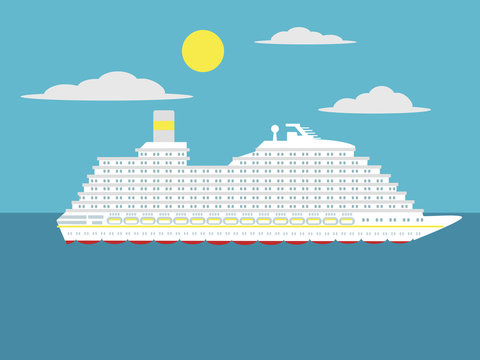 Cruise passenger ship cartoon vector illustration