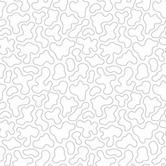 Vector monochrome seamless pattern, black thin curved lines on white backdrop. Abstract repeat texture, simple modern endless background. Design element for prints, decoration, digital, textile, web