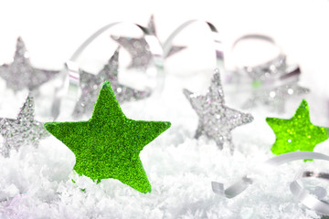 christmas background with stars and christmas decoration