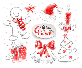 illustrations collection of Christmas objects