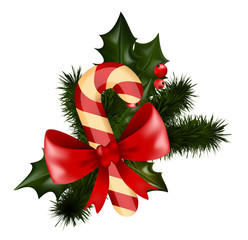 Christmas decorations with fir tree and decorative elements