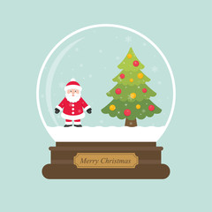 cartoon christmas snowglobe and santa claus