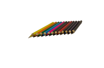 Colored pencils isolated on white background