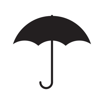 Simple flat umbrella icon, outlined, grayscale on white background
