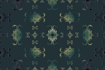 abstract texture background pattern old Victorian green element on a dark color