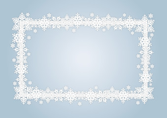Snowflakes winter rectangle frame with place for greetings and wishes - 127930391