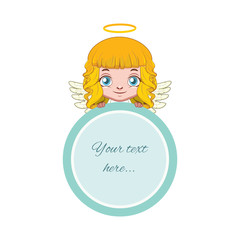 Cute angel ( ver. 2 ) holding a circular frame