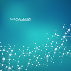 Structure molecule of DNA and neurons. Structural atom. Chemical compounds. Medicine, science, technology concept. Geometric abstract background. Vector illustration for your design.