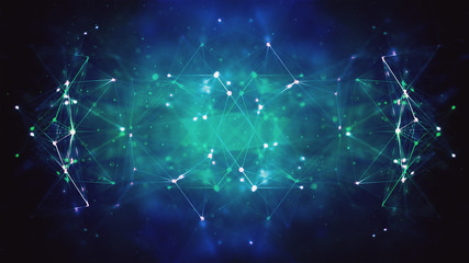 Obraz premium Abstract glare background, 3d molecules communication