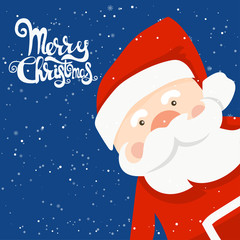 Cartoon illustration for holiday theme with Santa Claus on winte