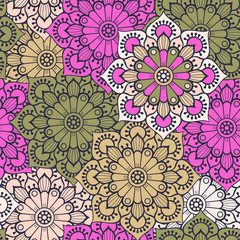 Ethnic floral seamless pattern
