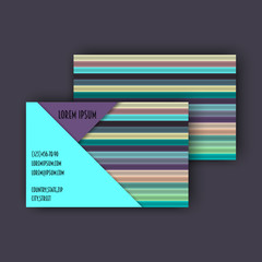 business card template with 3D paper colorful lines