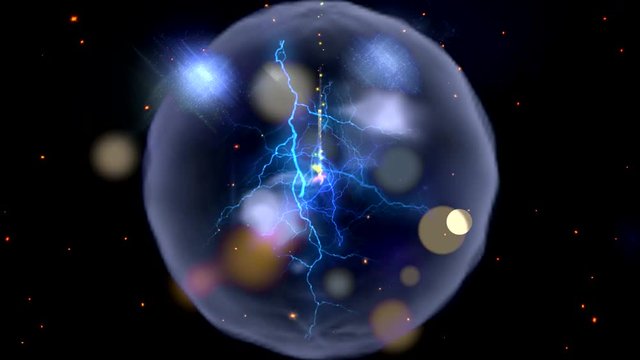 Ball lightning in air.  Electric discharge and ball lightning