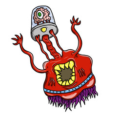 Crazy funny, whacky alien space monster. Original hand drawn