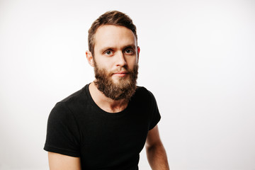 Obraz premium Bearded man over grey portrait