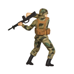 Abstract modern military infantry soldier
