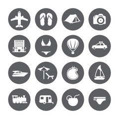 Travel icon set. Silhouette.Vector. Flat style.
