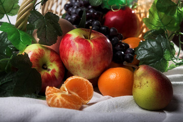 still life fruit basket on the table