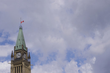 Canada flag half mast on Peace Tower