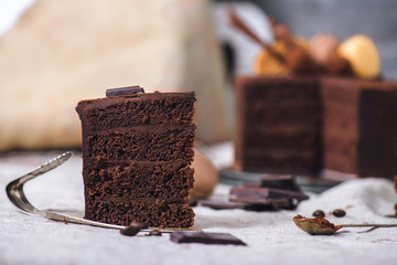 Slice of a chocolate cake