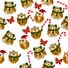 christmas owl in santa hat