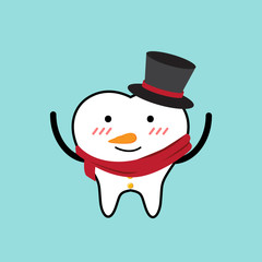 Vector of Cute Toothdress as snowman for christmas